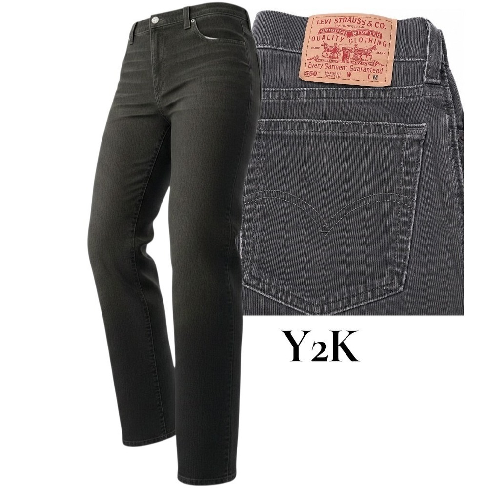 VTG Levis Jeans 30x30 Y2K Grey Faded 10 M Mis Corduroy 550 Relaxed  Tapered